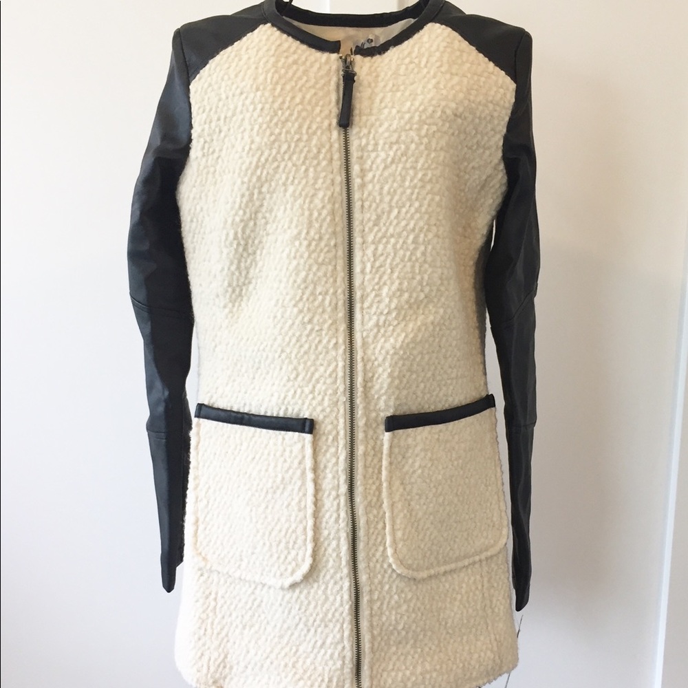 Jolt Nordstrom Wool Sherpa Leather Long Jacket